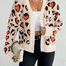 Essnce cardigan de manga larga con hombros caidos y estampado de leopardo para mujer, otono/invierno