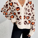 Essnce cardigan de manga larga con hombros caidos y estampado de leopardo para mujer, otono/invierno