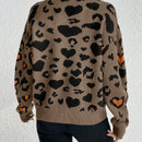 Essnce cardigan de manga larga con hombros caidos y estampado de leopardo para mujer, otono/invierno