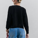 Eurmuse cardigan de mujer de unicolor con detalles de rhinestones y botones delanteros de hilo rizado