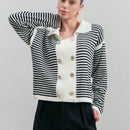 Eurmuse cardigan para mujer con botones frontales y cuello de patron de rayas