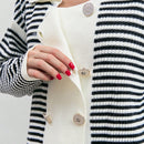 Eurmuse cardigan para mujer con botones frontales y cuello de patron de rayas