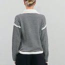 Eurmuse cardigan para mujer con botones frontales y cuello de patron de rayas
