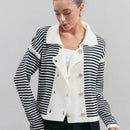 Eurmuse cardigan para mujer con botones frontales y cuello de patron de rayas