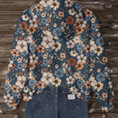 Lune sudadera con capucha de estampado floral vintage todo sobre en estilo minimalista casual, adecuada para otono/invierno