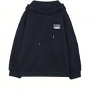 Dazy sudadera con capucha de unicolor y holgada con forro polar para mujer