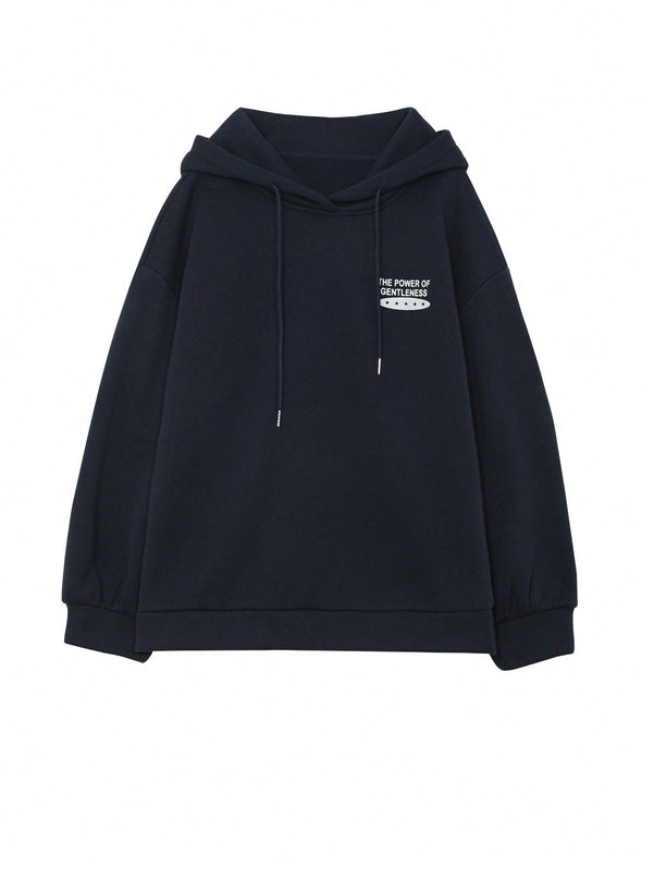 Dazy sudadera con capucha de unicolor y holgada con forro polar para mujer