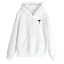 Sudadera con capucha casual de mujer con impresion de cruz y cordon, manga larga para otono/invierno. libera tu potencial de moda: descubre nuestra serie de sudaderas con capucha para mujer, que combinan calidez y estilo