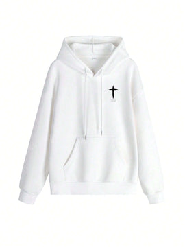 Sudadera con capucha casual de mujer con impresion de cruz y cordon, manga larga para otono/invierno. libera tu potencial de moda: descubre nuestra serie de sudaderas con capucha para mujer, que combinan calidez y estilo
