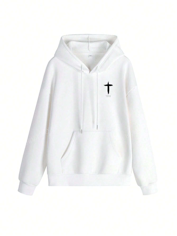 Sudadera con capucha casual de mujer con impresion de cruz y cordon, manga larga para otono/invierno. libera tu potencial de moda: descubre nuestra serie de sudaderas con capucha para mujer, que combinan calidez y estilo