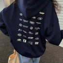 Dazy sudadera con capucha de felpa informal con adorno de letras de tendencia para mujeres