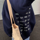 Dazy sudadera con capucha de felpa informal con adorno de letras de tendencia para mujeres