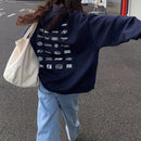Dazy sudadera con capucha de felpa informal con adorno de letras de tendencia para mujeres