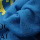 Dazy sudadera casual de mujer con bolsillo tipo kanguro y grafico de letras, sudadera con capucha azul