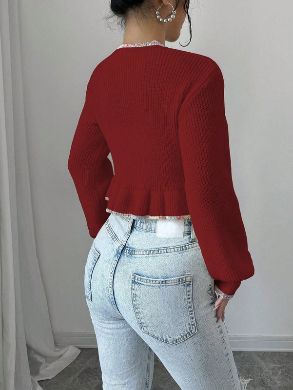 Raffinea blusa casual de manga larga con botones de unicolor, para uso diario