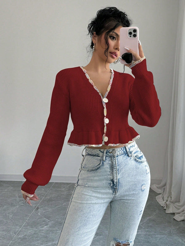 Raffinea blusa casual de manga larga con botones de unicolor, para uso diario