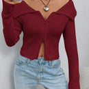 Ezwear chaqueta tipo cardigan de ajuste cenido con hombros descubiertos y cremallera