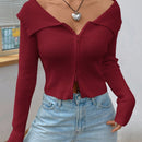 Ezwear chaqueta tipo cardigan de ajuste cenido con hombros descubiertos y cremallera