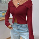 Ezwear chaqueta tipo cardigan de ajuste cenido con hombros descubiertos y cremallera