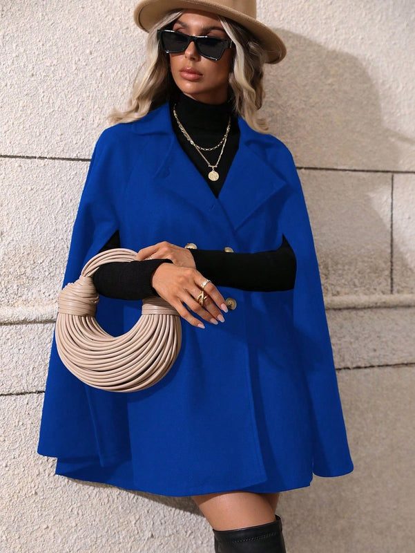 Clasi abrigo suelto con doble botonadura de moda para mujer en otono
