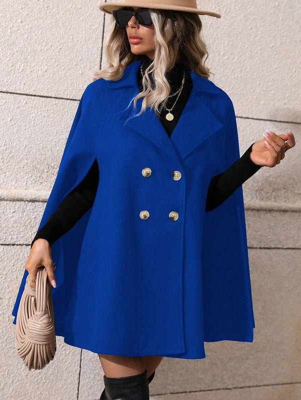 Clasi abrigo suelto con doble botonadura de moda para mujer en otono