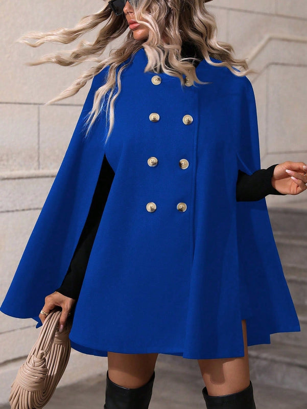 Clasi abrigo suelto con doble botonadura de moda para mujer en otono