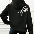 Sudadera con capucha con aislamiento termico y bordado de letras, 95% algodon