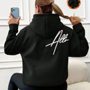 Sudadera con capucha con forro termico, hombros caidos y bordado de letras, 95% algodon