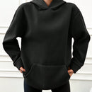 Sudadera con capucha con forro termico, hombros caidos y bordado de letras, 95% algodon