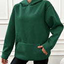 Sudadera con capucha con forro termico, hombros caidos y bordado de letras, 95% algodon