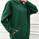 Sudadera con capucha con forro termico, hombros caidos y bordado de letras, 95% algodon