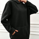 Sudadera con capucha con forro termico, hombros caidos y bordado de letras, 95% algodon