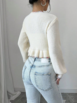 Raffinea blusa casual de manga larga con botones de unicolor, para uso diario