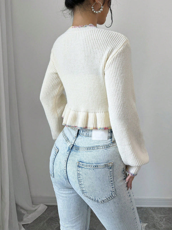 Raffinea blusa casual de manga larga con botones de unicolor, para uso diario