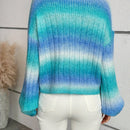 Relaxiva cardigan de punto con botones delanteros, manga larga, de color ombre, hecho de un hilado jaspeado y tejido de nervio