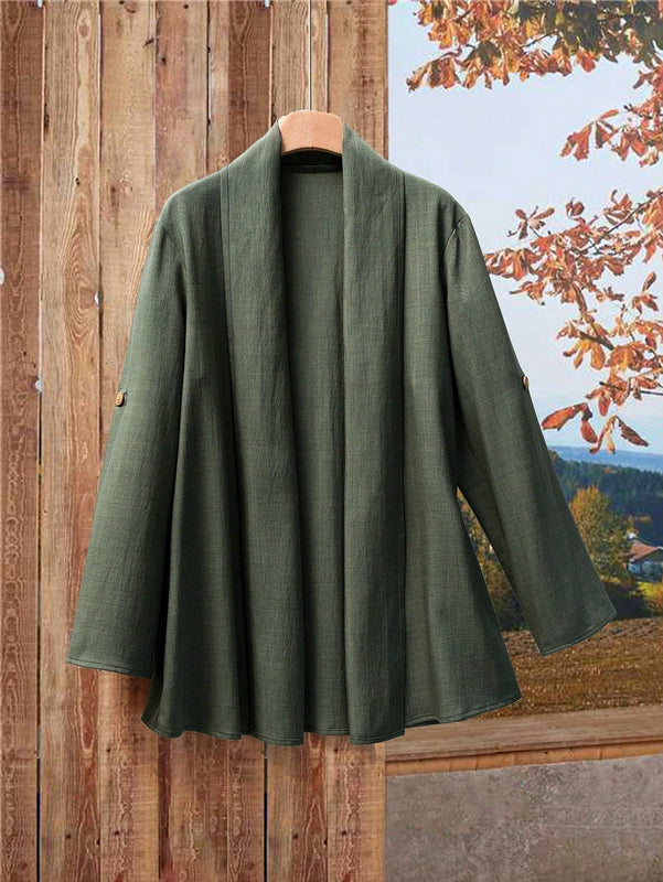 Emery rose cardigan casual con frente abierto y mangas enrollables