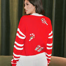 Foxxy cardigan de manga larga con diseno grafico tipo caja de regalo navidena de punto para mujer, otono/invierno