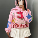 Slayr sudadera con capucha de manga larga con estampado de letras, efecto caido en los hombros y cordon ajustable, para mujeres, otono