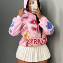 Slayr sudadera con capucha de manga larga con estampado de letras, efecto caido en los hombros y cordon ajustable, para mujeres, otono