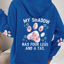 Lune sudadera con capucha informal para mujer con estampado de letra y pata de perro, para otono/invierno