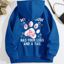 Lune sudadera con capucha informal para mujer con estampado de letra y pata de perro, para otono/invierno