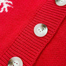 Cardigan corto de mujer con patron de copos de nieve rojos para navidad, sueter vintage de manga larga con botones delanteros, hombros caidos, informal para otono e invierno