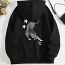 Ezwear sudadera con capucha con estampado ondulado y estampado de letra