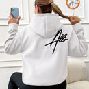 Sudadera con capucha con forro termico, hombros caidos y bordado de letras, 95% algodon