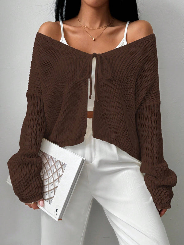 Essnce cardigan suelto y delgado de mujer con lazo adelante