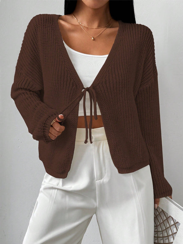 Essnce cardigan suelto y delgado de mujer con lazo adelante