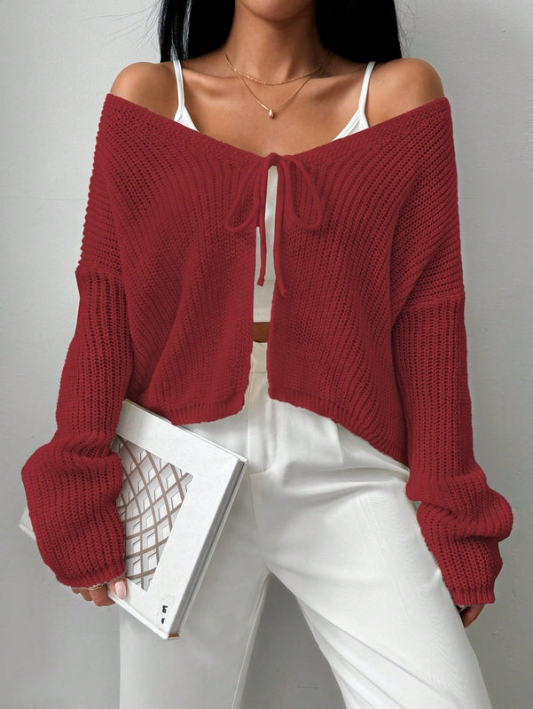 Essnce cardigan suelto y delgado de mujer con lazo adelante