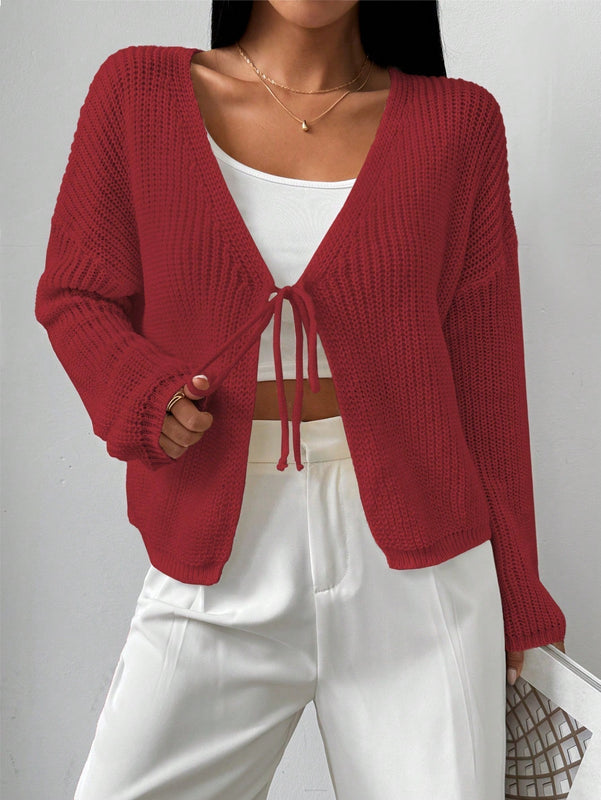 Essnce cardigan suelto y delgado de mujer con lazo adelante