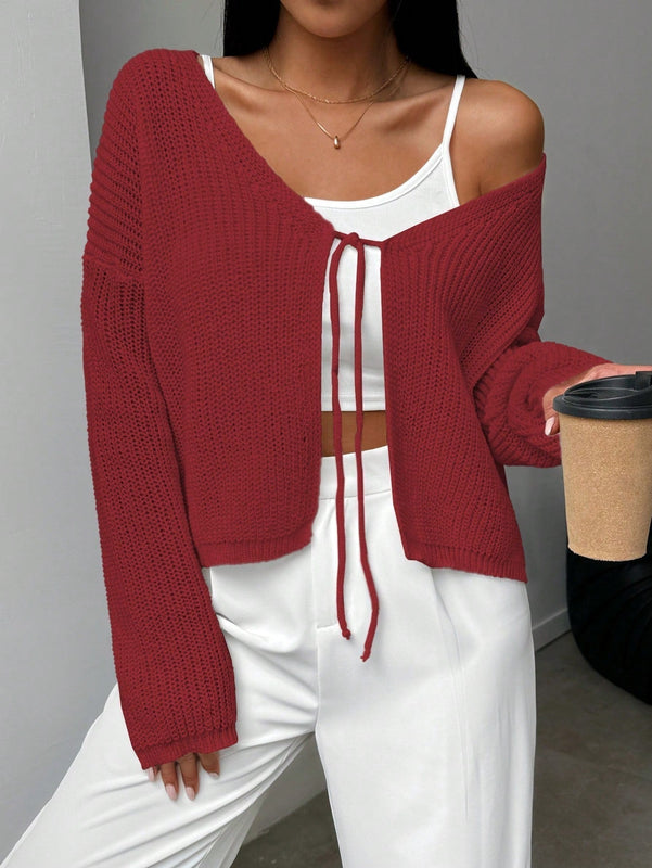 Essnce cardigan suelto y delgado de mujer con lazo adelante