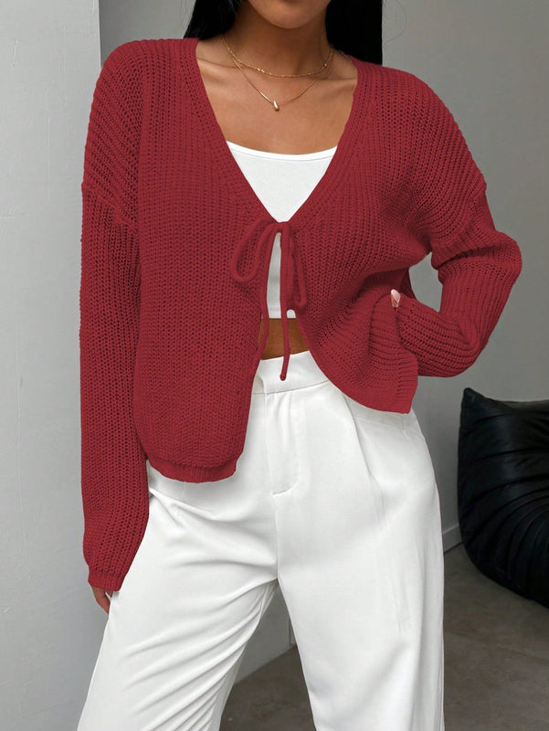 Essnce cardigan suelto y delgado de mujer con lazo adelante
